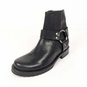 Frye Women's Black Leather Veronica Harness Short Ankle Boots
